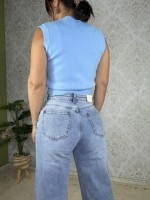 PANTALON VAQUERO BOTON CRUZADO TACHUELA